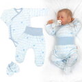 Zavinovacie body, polodupačky + rukavičky, 3D bavl. sada Baby Stars, pastel blue